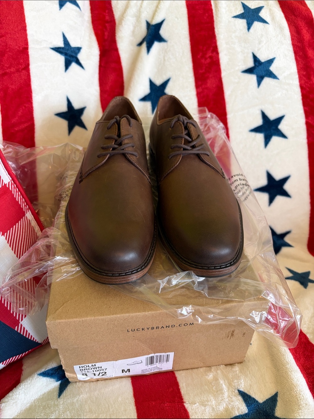 Lucky Brand Men's Brown Leather Derby Oxfords